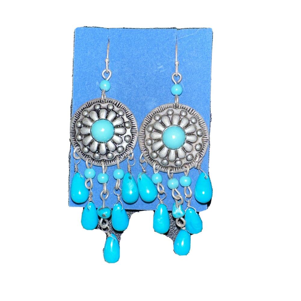 Avon Turquoise Color Dangle Earrings - South Western Styling New